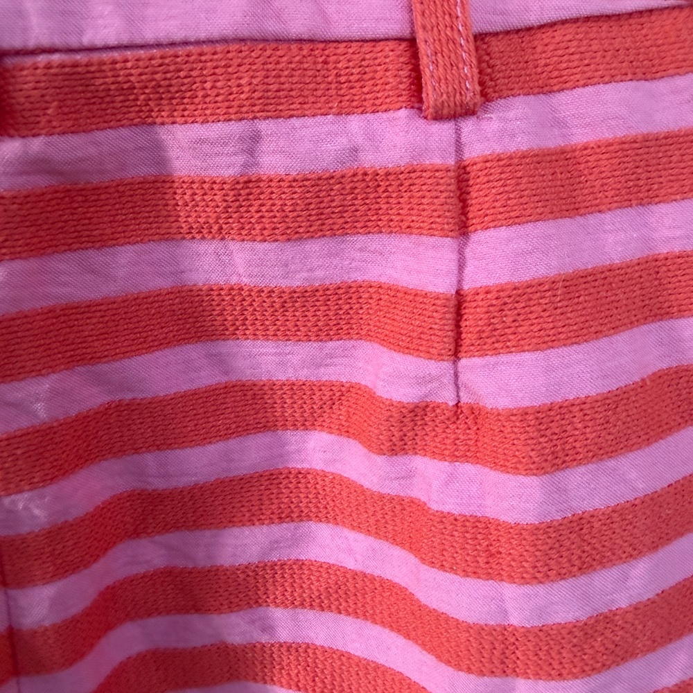 JCrew Pink &‎ Orange Striped Hip Slung Mini Skirt Women's Size 2 - Picture 4 of 13